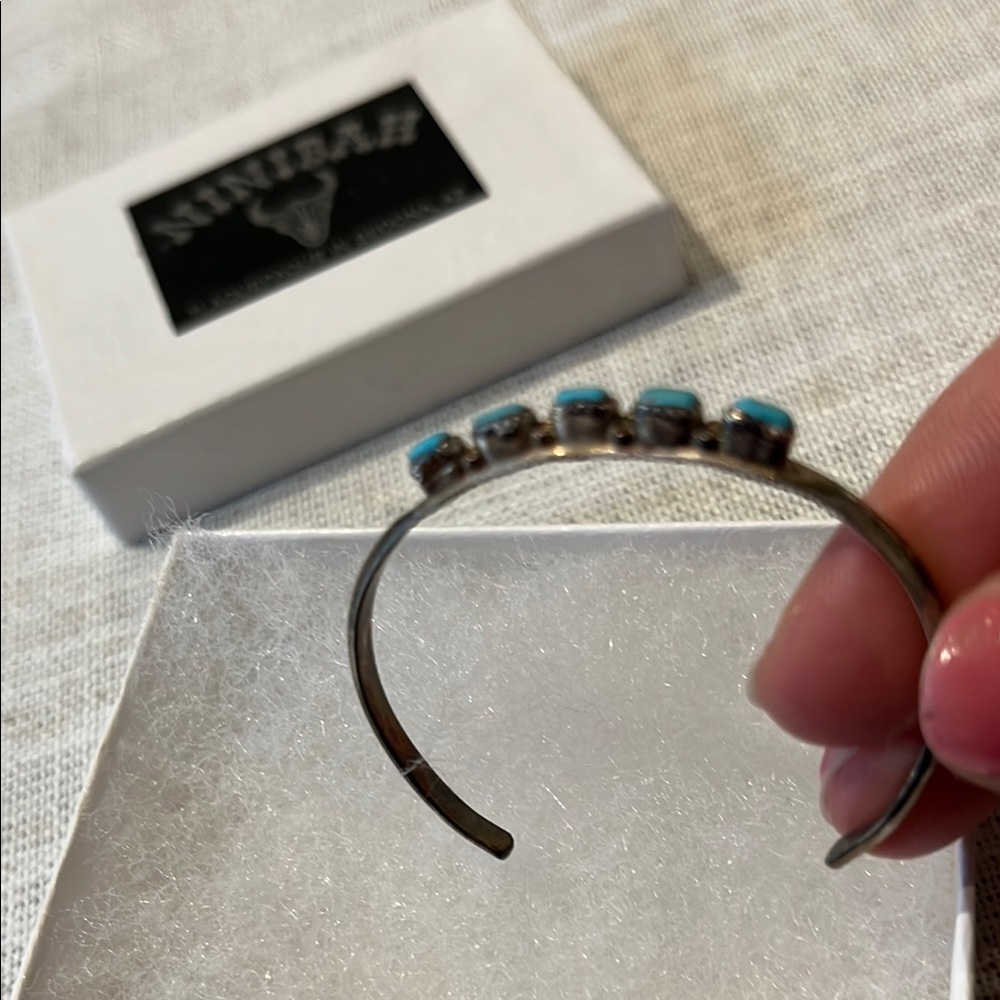 Toddler size Silver Cuff with Turquoise Stones